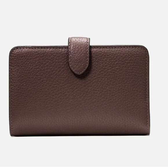 New Kate Spade Lena Medium Compact Bifold Wallet Pebble Leather Hot Fudge - Picture 3 of 3